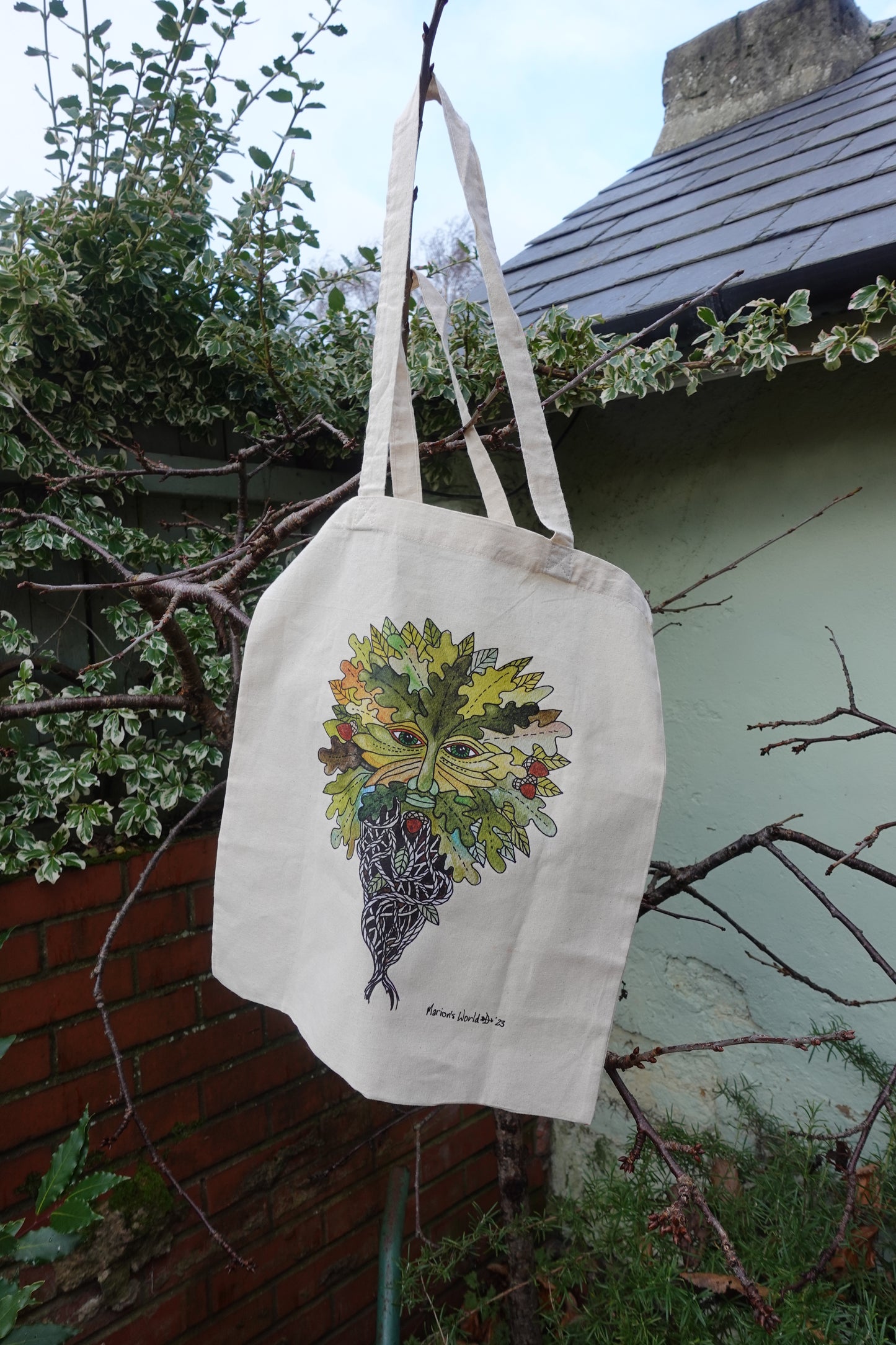 100% Cotton Green Man Tote Bag