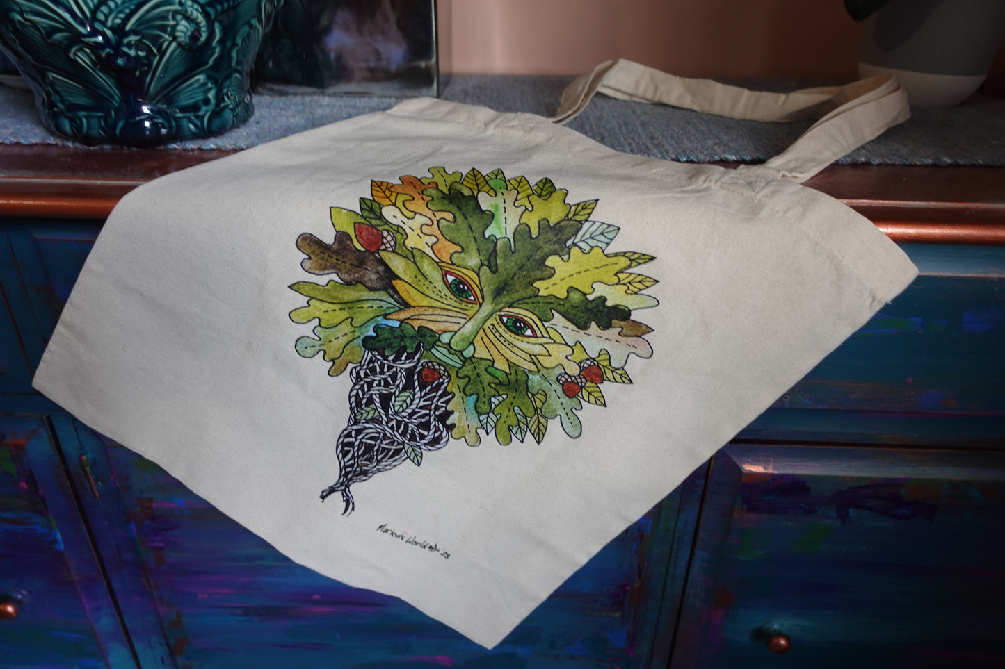 100% Cotton Green Man Tote Bag