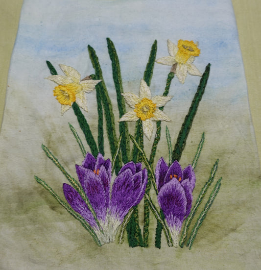 Narcissus and Crocus Embroidery