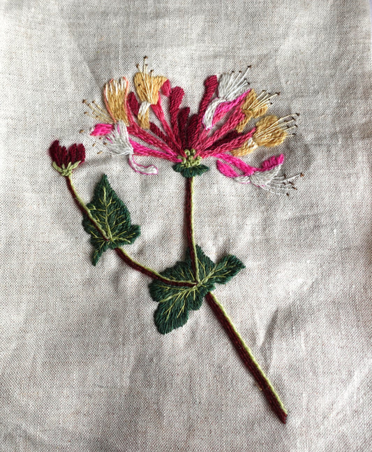 Honeysuckle Embroidery- June in Marion's Flower Garden