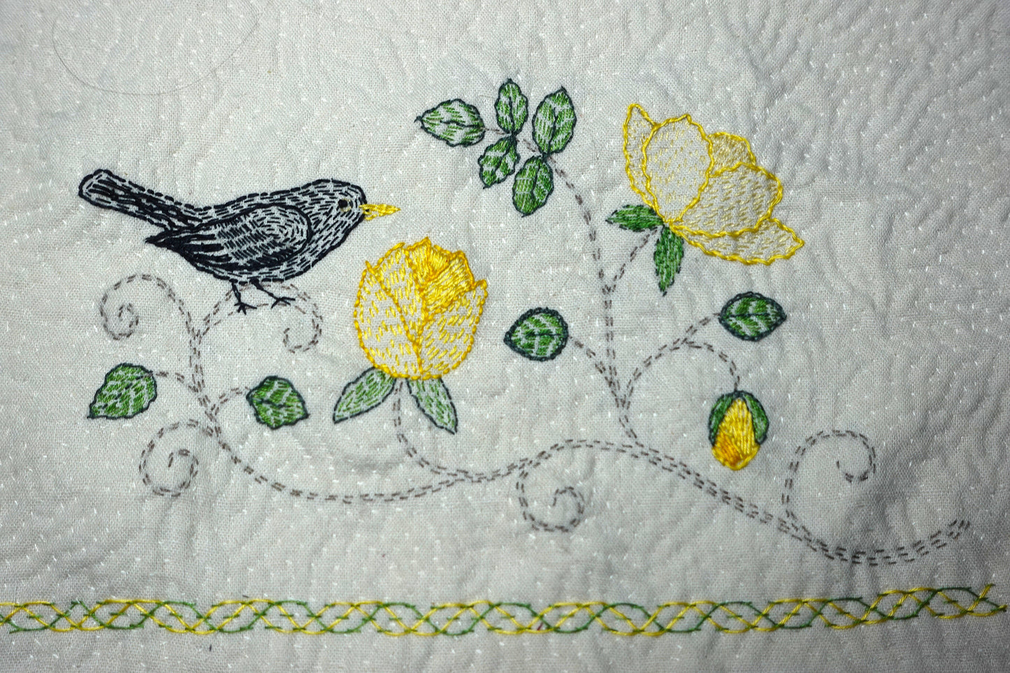 Bird and Rose Design for Kantha